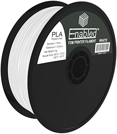 Enabled PLA 3D Printer Filament, Dimensional Accuracy +/- 0.05 mm, 1 kg Spool, 1.75 mm, White