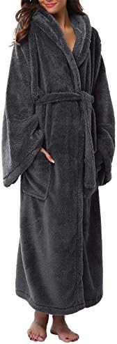 VIKEYWomens Fleece Hooded Robes Plush Long Bathrobes Soft Comfy Warm Shaggy Bath Robe Coral Velvet Pajamas Shower