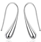 Annymall Fashion Jewelry Women Teardrop Drop Hoop Plated 925 Sterling Silver Earrings