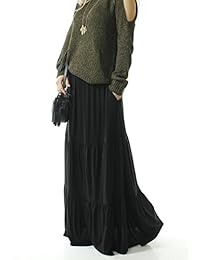 Falda de bolsillo con volantes, cintura alta, estilo bohemio