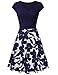 Lotusmile Sundresses for Women, Floral Patchwork Casual Dress A Line Cap Sleeve V Neck,Multcolor Blue Large
