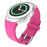 Gear S2 Watch Band, MoKo Soft Silicone Replacement Sport Band for Samsung Gear S2 (SM-R720 / SM-R730 ONLY) Smart Watch, NOT FIT S2 Classic (SM-R732 & SM-R735), NOT FIT Gear Fit2 Watch, Barbie PINK