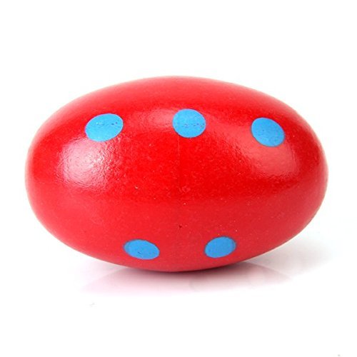 sea-junop 5 Pcs Wooden Egg Maracas Shakers Music Instruments Percussion Toy for Kids (Red) - Thumbnail 3