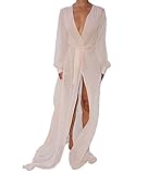 Women Chiffon Bikini Swimsuit Cover Up Cardigan Summer Beach Dress (M, White)
