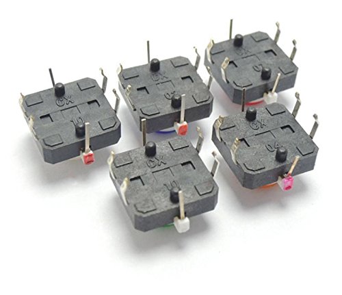 FrentalyÂ® 5X Multicolored 12x12 Illuminated Tactile switch button Red, Blue, Yellow, Green, and White LED 5 Pack