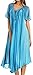 Sakkas 17604 - Myani Two Tone Embroidered Sheer Cap Sleeve Caftan Long Dress | Cover Up - Turq - OS