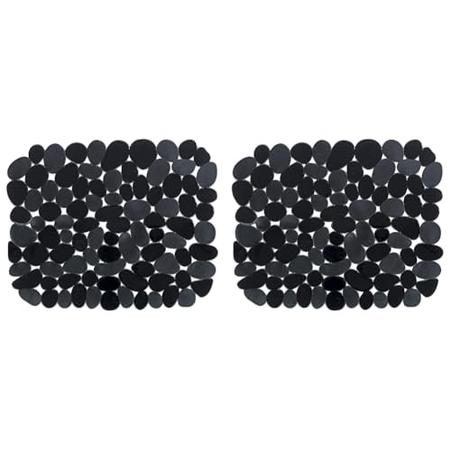Wenko Tappetino per lavello Stone Nero, protegge il lavello, tagliabile su misura, in plastica, 31 x 26 cm, colore nero (Confezione da 2)