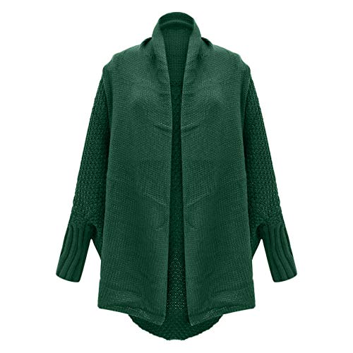 Womens Sweater Casual Knitted Loose Long Sleeve Pullover Coat Open Front Cardigan (Green, Free Size)