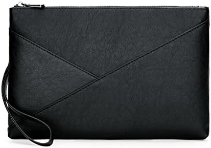ZGJQ Men's business clutch Men's wrist bag Super skinning stitching male wallet (Color : Black)