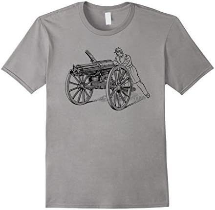 Mens Vintage Gatling Machine Gun Shirt-Civil American War T-Shirt Small Slate