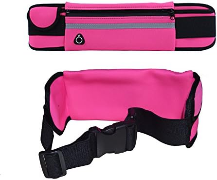 SHUHOME Running Waist Pack, Running Belt Waterproof Fanny Pack, Expandable Sport Belt with Water Bottle Holder, Great for Biking, Hiking, Travel ,Outdoor Activities and Universal Outdoor Sports (Rose)