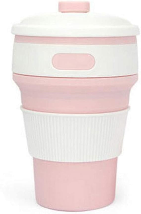 Collapsible Coffee Cup Silicone with Lids (12oz 350ml, Reusable Coffee