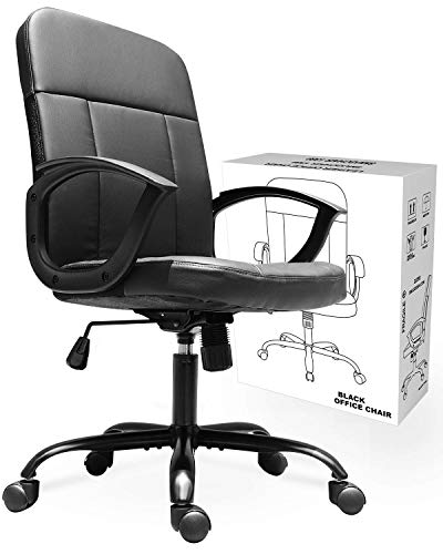 Office Chair, Mid Back Premium Bonded Leather Office Computer Swivel Desk Task Chair, Ergonomic Executive Chair with Lumbar Padding and Armrests - Thumbnail 7