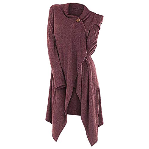 Willow S Women Fashion Casual Long Sleeve One Button Irregular Long Cardigan Loose Sweatshift Blouse Tunic Wine