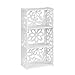 Finether 3-Shelf Shelving Unit, Modular Flower Cut-Out White Wooden Plastic Composite 3 Tier Shelving Unit Storage Shelf Bookcase Display Shelf for Shoes Books Toys Bedroom Living Room Kitchen Office