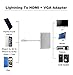 Lightning to HDMI VGA Audio Adapter Converter Cable, iPhone 5 6 6S 7 Plus iPad iPod to Projector Monitor TV - Silver (HDMI/VGA)