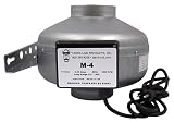 Tjernlund M-4 Metal Inline Duct Fan, 200 CFM, 4"
