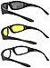 OWL 3 Pairs Black Motorcycle Padded Foam Glasses - Smoke, Yellow, Clear Lenses