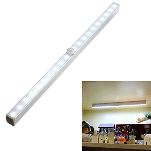Click Here to See More Images Portable Battery Powered 20 LED PIR Motion Sensor Closet Cabinet Night Light