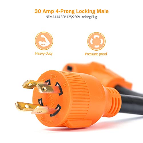 MICTUNING Heavy Duty 18 Inch RV Generator Adapter 125 250V 30 Amp 4