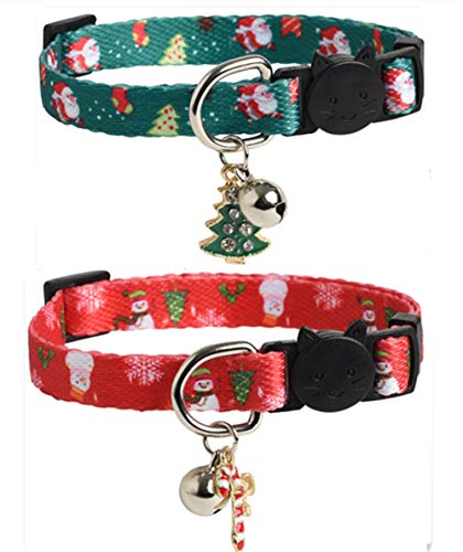JPB Cat Collar Breakaway with Bell 2 Pack Nylon Adjustable Kitten Collars