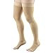 Truform 20-30 mmHg Compression Stockings for Men and Women, Thigh High Length, Dot-Top, Open Toe, Beige, X-Large