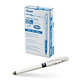 Pentel EnerGel Tradio Pearl Liquid Gel Pen, 0.5mm, Fine Line Capped, Needle Tip, Blue Ink, Box of 12 (BLN115W-C)