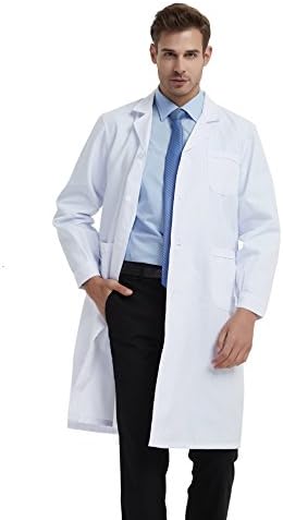 Men Lab Coat White Medical Uniforms Scrubs