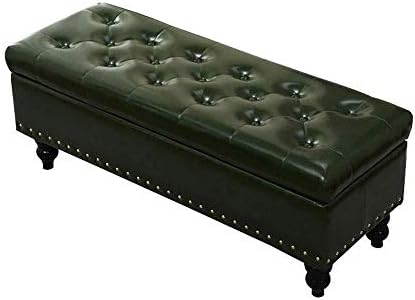 玄関ベンチ Puソファスツール 収納スツール ロングベンチダークグリーンの変更靴ベンチ L100cm Size 人気ショップが最安値挑戦 ストレージボックス多機能休憩スツールベッドルームベッドエンドスツール