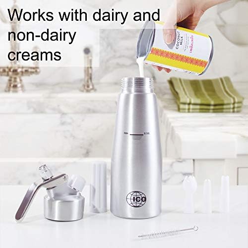 ICO Siphon à Chantilly Professionnel 500ml en Aluminium pour Mousses et Crèmes (Chaud et Froid)