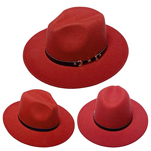 Xiang Ru Damen Fedora Hut Herren Wolle Trilby Panama Cap - Ledergürtel Trim Abnehmbares Band – Bild 3