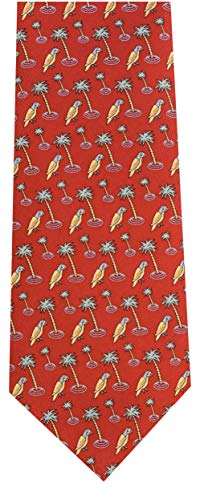 Vineyard Vines Men's Silk Tie. (Parrot & Palm/Red)