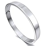 INBLUE Women,Men's 8mm Stainless Steel Bracelet Bangle Cuff Silver Tone