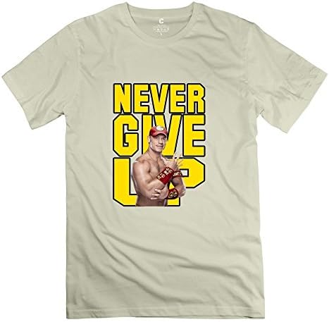 YOGUYA Men's WWE Never Give Up John Cena T-shirt Natural XXL Natural