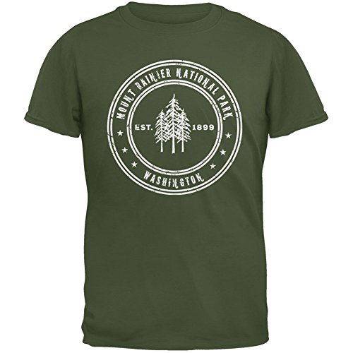 Mount Rainier National Park Military Green Adult T-Shirt