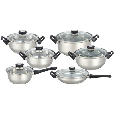 Click Here to See More Images 12 Piece Stainless Steel Cookware Set