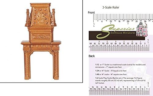 Dollhouse Miniature Walnut Gothic Fire Surround
