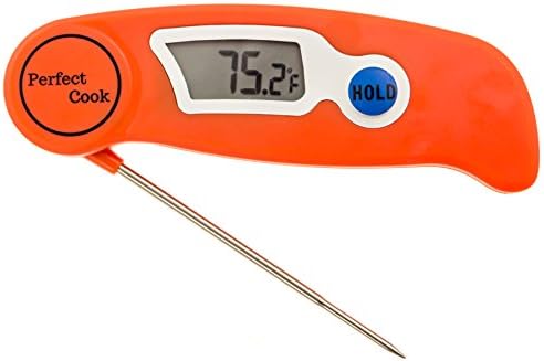 Perfect Cook Digital Instant Read Thermometer with Foldable Stainless Steel Probe, Best for Food, Meat, Cooking, BBQ, Poultry, Grill Food, Oven, Candy and More