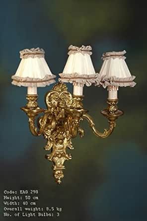 Candelabro de pared, lámpara de pared, latón antiguo barroco cristal