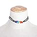 MJartoria Handmade Chakra Lava Rock Stone Beads Black PU Leather Cord Choker Necklace