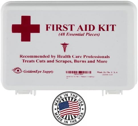 Premium 48 Piece Family First Aid Kit with Basic Supplies for Auto, Home, Car, Office, Vehicle, Motorcycle, Hiking, Backpack, Boat, Kayak, Roadside Travel Emergency, Treats Minor Cuts, Scrapes &amp; Burns