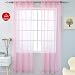 KEQIAOSUOCAI 2 Pieces Solid Color Sheer Rod Pocket Curtains Panels for Bedroom Living Room Girls Room Pink 52Wx84L Set of 2 primary