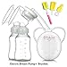 Manual Breast Pump BTshine Silicone Hand Pump Food Grade BPA-Free Milk Collector for Baby Breastfeeding with 2 Bottles, 1 Nipple and Brushes
