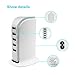 SUENANCY USB Power Adapter/Desktop Charger Block, USB Multi Charging Station with Wall Plug, 5 Port 5 Feet Cord 6A 30W Portable USB Hub Socket for iPhone 8/X/XS/XR/7/6/5, iPad, Android(White)