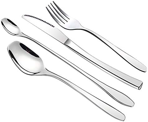 Amazon-Choice Elegant Cutlery Set of Eating Utensils,Flatware Silverware Set Stainless Steel,Modern Cutlery Kit Set Include Dinner Forks,Dinner Spoon,Knives,Long handle Spoon (Silver)