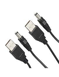 TENINYU - Cable de alimentación USB 2.0 A macho a DC 5 V CC, color negro