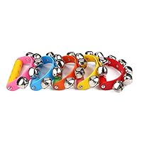 ZUINIUBI Alloy 5 Jingle Bells Sleigh Bells Instrument on Plastic Handle for Baby Kids Random Delivery