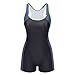 Lemef One Piece Swimsuit Boyleg Sport Swimwear for Women Black and Navy