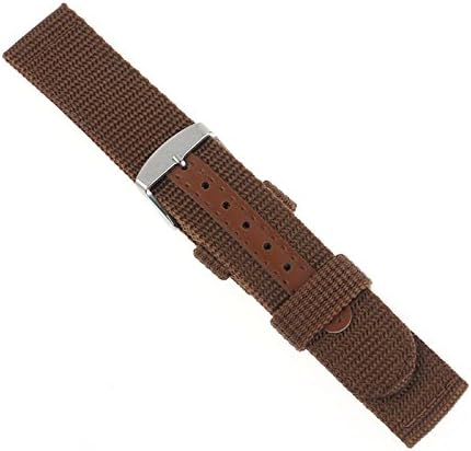 Conrade Nylon Wrist Watch Band Strap For Watch Stainless Steel Buckle (Brown 20mm)
