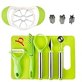 Fruit Carving Garnishing Tools DIY Fruit Salad Tool Set Deluxe Fruit Slicer Kit for Kitchen and Outdoors,With Apple Cutter Corer,Citrus Peeler,Chopping Board and More